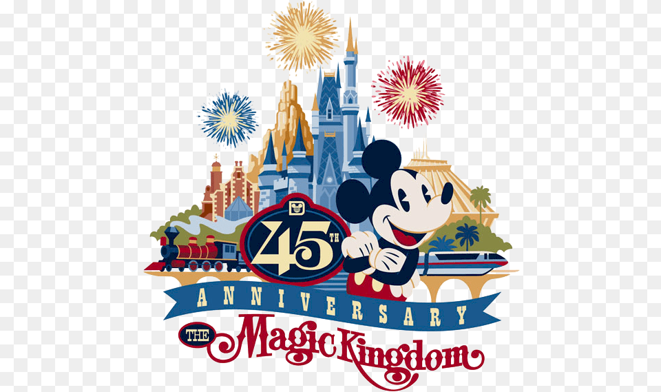 Magic Cliparts Walt Disney World 45th Anniversary, Fireworks, Fun, Advertisement, Poster Png