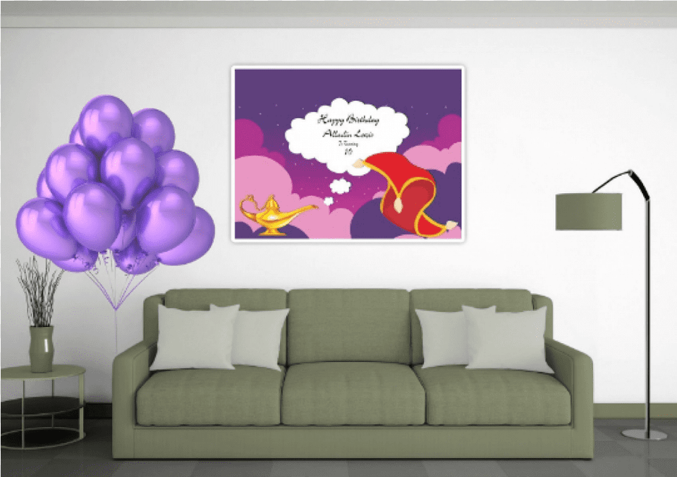 Magic Lamp Birthday Banner Arabian Nights Backdrop Painting, Canvas, Couch, Furniture, Architecture Free Transparent Png