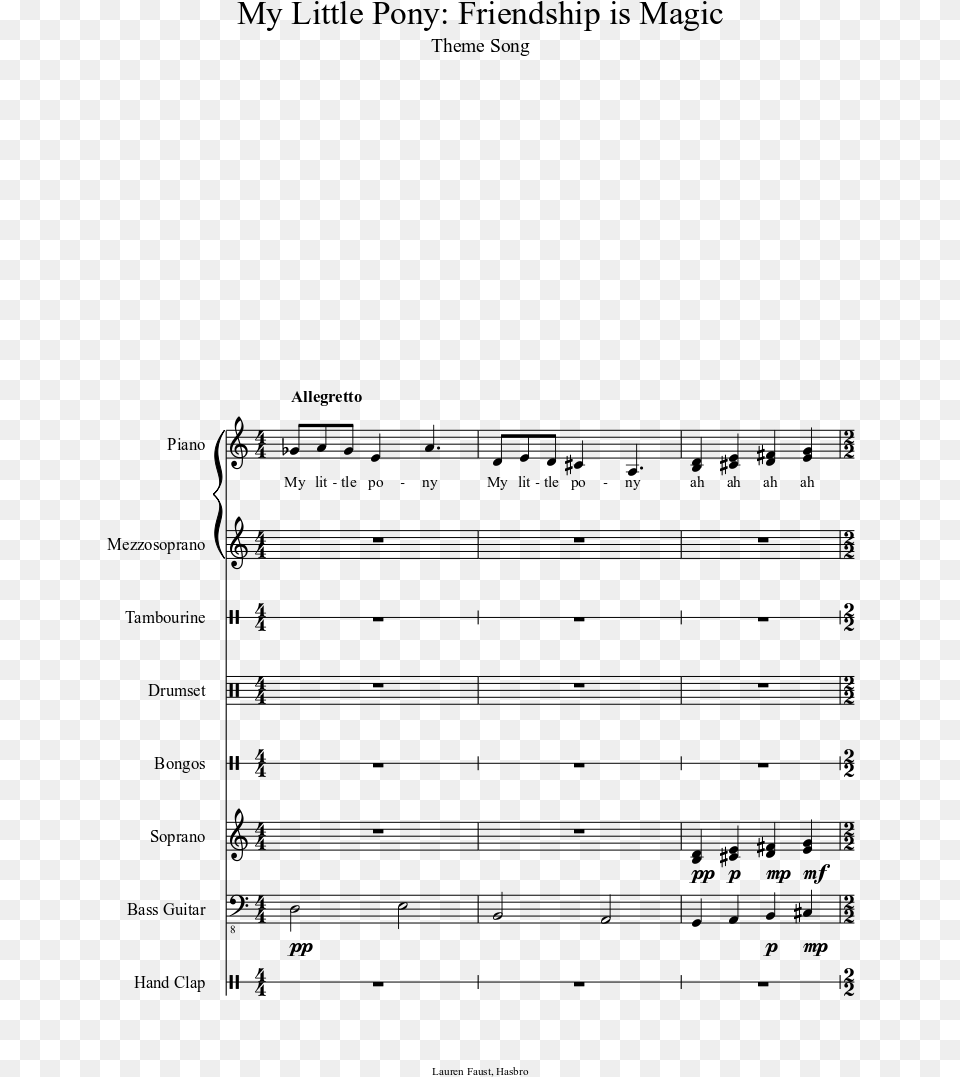 Magic Music Notes Graphic Black And White My Little Pony Theme Song Notes, Gray Free Png Download