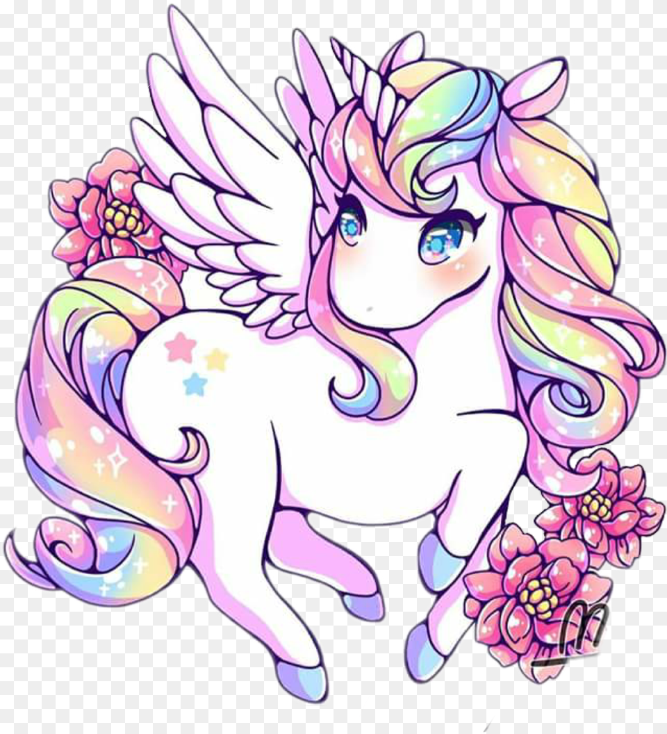Magic Pony Horse Flower Rainbow Pastel Chibi Rainbow Kawaii Cute Unicorn, Book, Comics, Publication, Purple Free Transparent Png