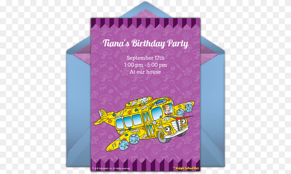 Magic School Bus Party Invite, Advertisement, Poster, Car, Transportation Free Png