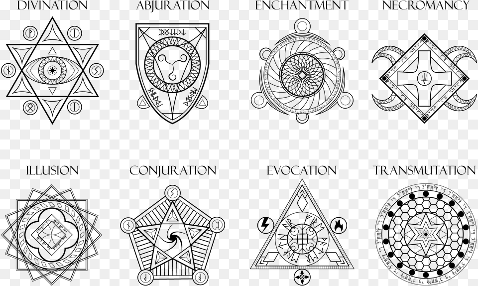 Magic Spell Generator Dnd Schools Of Magic Symbols, Gray Png Image