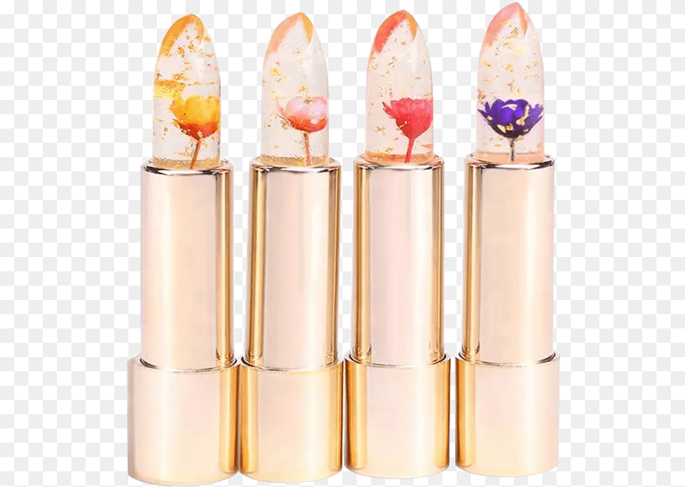 Magic Temperature Color Change Flavored Jelly Clear Flower Clear Lipstick With Flower, Cosmetics, Bottle, Perfume Png Image