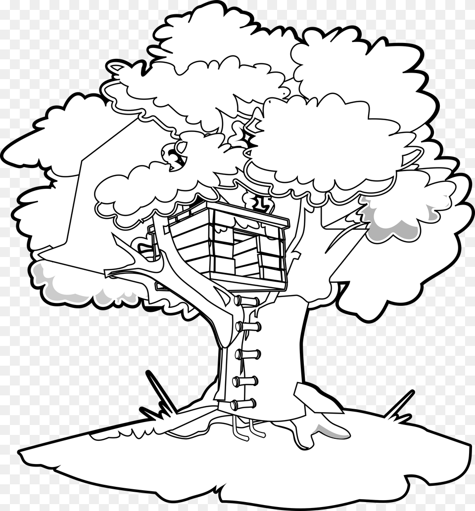Magic Tree House Coloring Book Clip Art Tree House Black And White Clipart, Drawing, Person Png