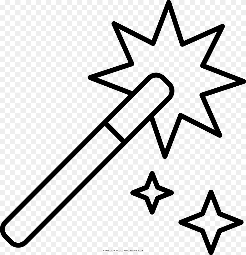 Magic Wand Coloring Page, Gray Png Image