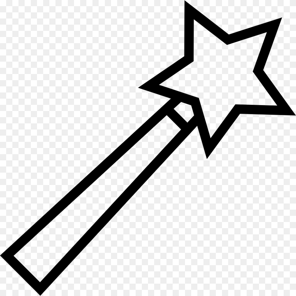 Magic Wand Outline Comments Fairy Wand Clipart Black And White, Star Symbol, Symbol, Cross Free Png Download