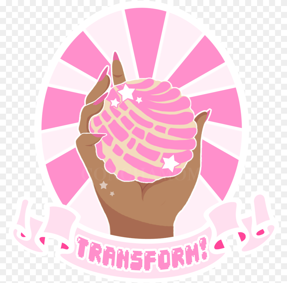 Magical Girl With A Concha Addiction Clip Art, Cream, Dessert, Food, Ice Cream Png Image