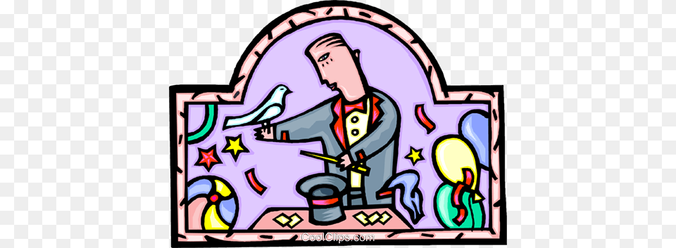 Magician With Props Royalty Free Vector Clip Art Illustration, Adult, Man, Male, Person Png Image