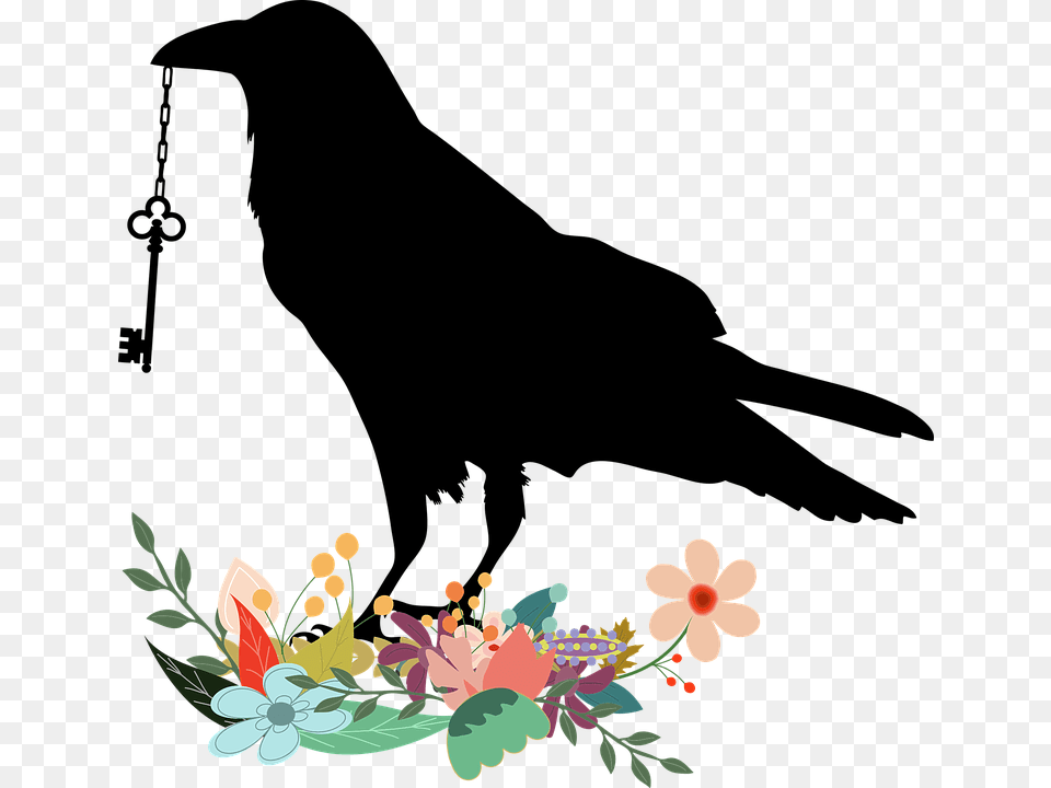 Magick Paranormal Spells Spiritual Wicca Wiccan Raven Key, Art, Floral Design, Graphics, Pattern Free Png Download