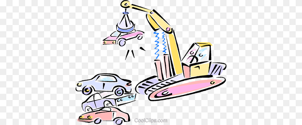 Magnetic Crane With Car In The Junk Yard Royalty Free Vector Clip, Vehicle, Transportation, Construction, Construction Crane Png Image