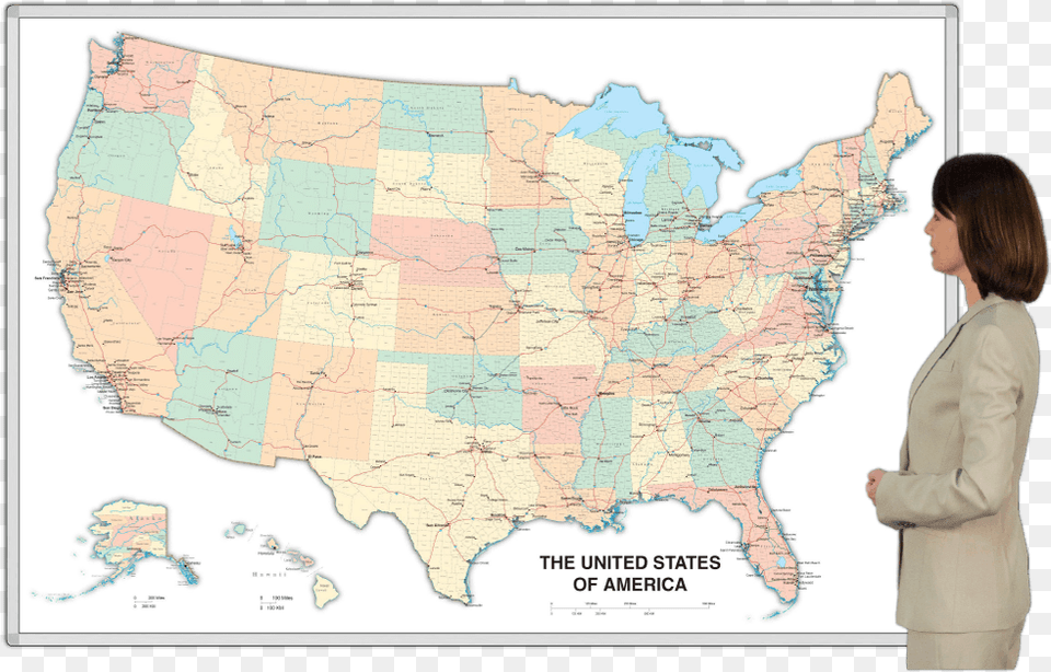 Magnetic Dry Erase United States Usa Whiteboard Map Usa Map, Plot, Chart, Adult, Person Png