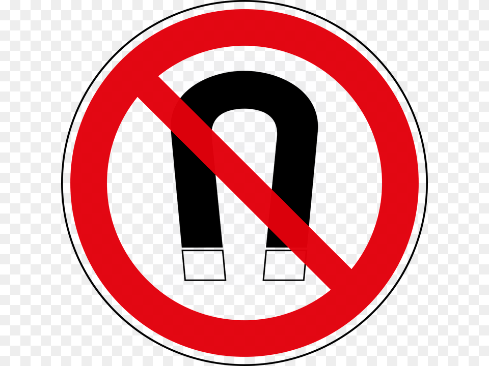 Magnetic Field Ban Prohibitory Characters Symbol Prohibido Imanes, Sign, Road Sign Free Png Download