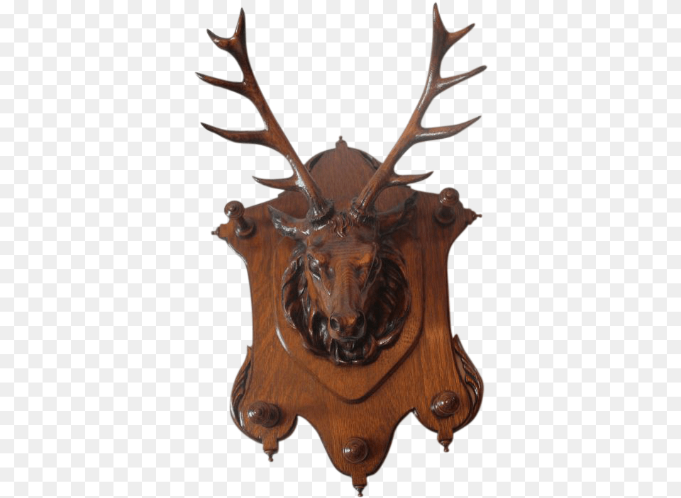 Magnificent Oak Deer Carved Hanging Wall Rack Deer, Antler, Animal, Mammal, Wildlife Free Png