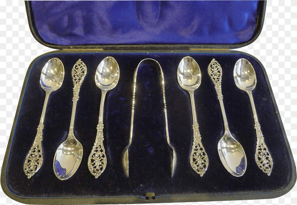 Magnificent Set English Sterling Silver Spoons By William Wooden Spoon, Cutlery Png