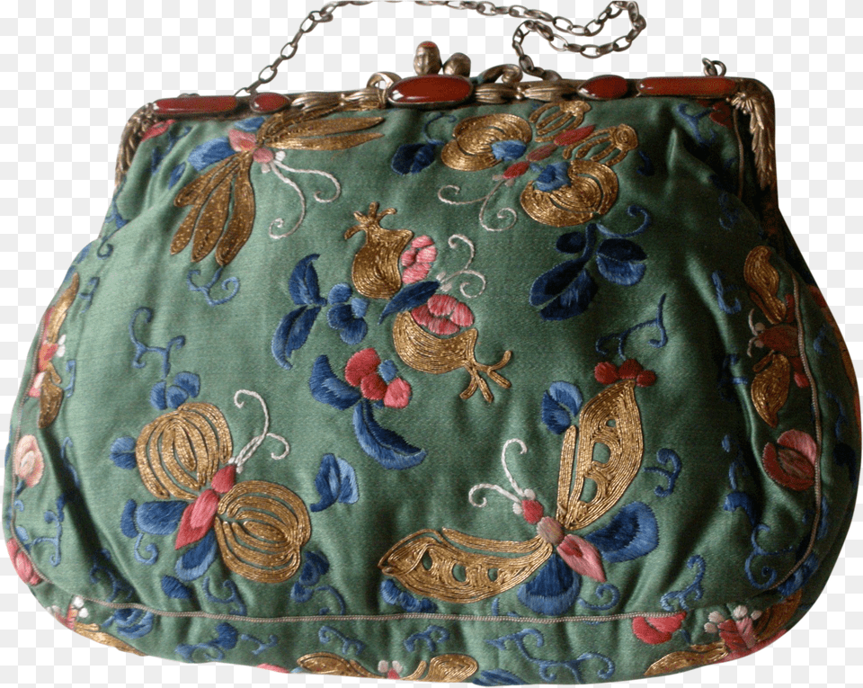 Magnificent Vintage Bag Purse Embroidered Butterflies Handbag, Book, Publication, Novel, Adult Png Image