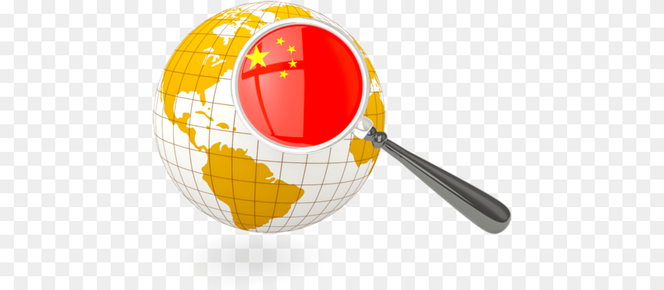 Magnified Flag With Globe China Globe, Astronomy, Outer Space, Sphere, Planet Png Image