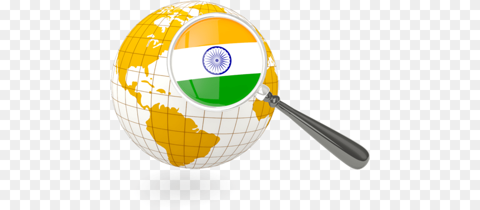 Magnified Flag With Globe Icon India On Globe, Astronomy, Outer Space, Sphere Png Image