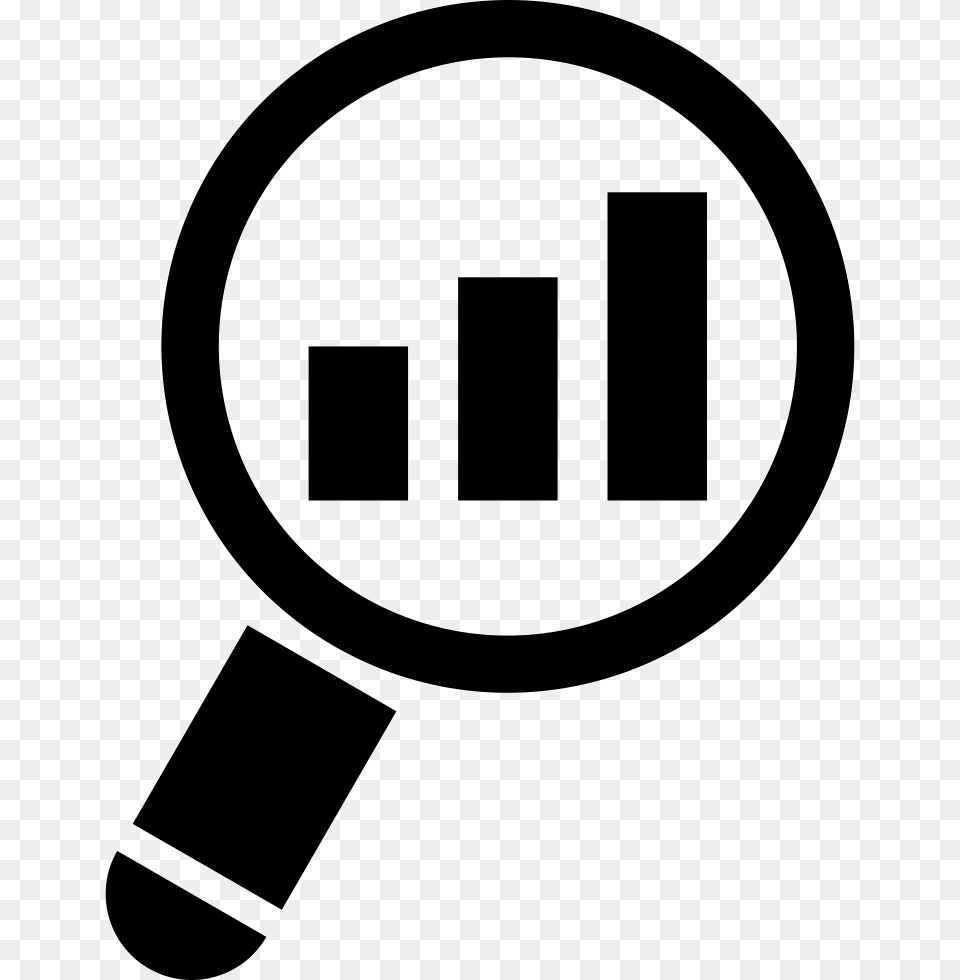 Magnifying Glass On A Rising Bar Graph Magnifying Glass With Graph Icon, Stencil Free Transparent Png