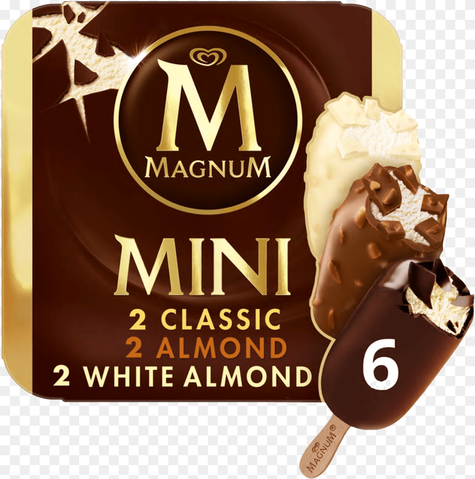 Magnum Mini Classic Almond White Almond Mix 6x45ml Mini Magnum Classic Ice Cream, Dessert, Food, Ice Cream, Chocolate Free Png Download