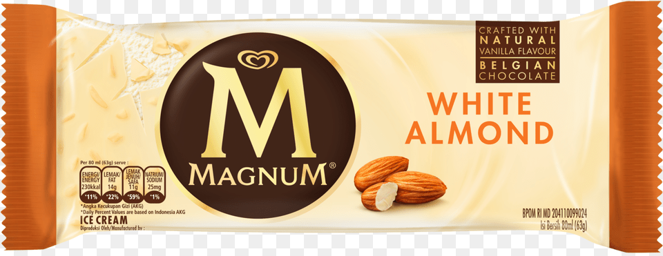 Magnum White Almond 80ml Wrapper Id 3d Pack Shot Magnum Ice Cream White, Food, Grain, Produce, Seed Free Png
