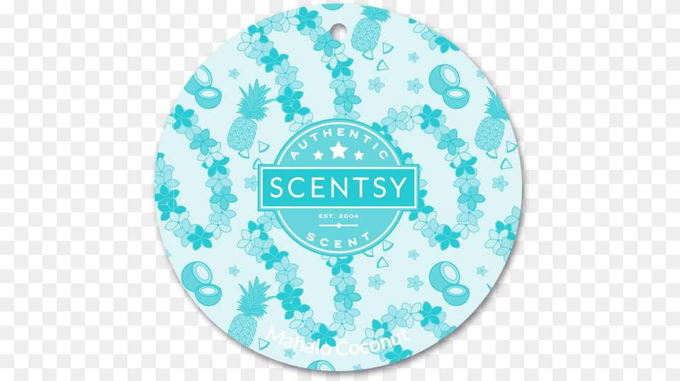 Mahalo Coconut Scentsy Scent Circle Odor, Disk, Pattern, Logo, Turquoise Png Image