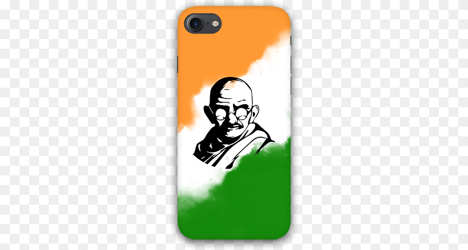 Mahatma Gandhi With Indian Tricolor Iphone 7 Mobile Mobile Phone, Electronics, Adult, Person, Mobile Phone Free Transparent Png