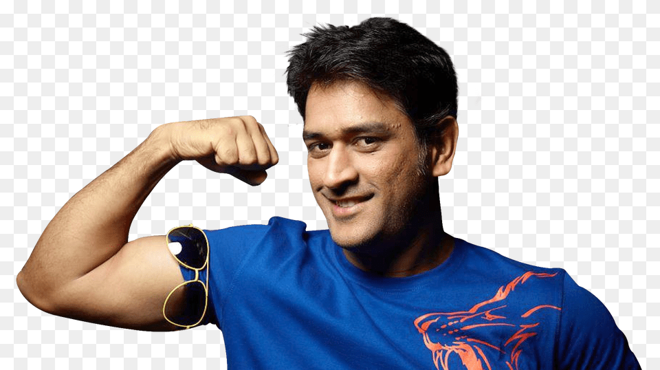 Mahendra Singh Dhoni Transparent Image, T-shirt, Clothing, Person, Head Free Png Download