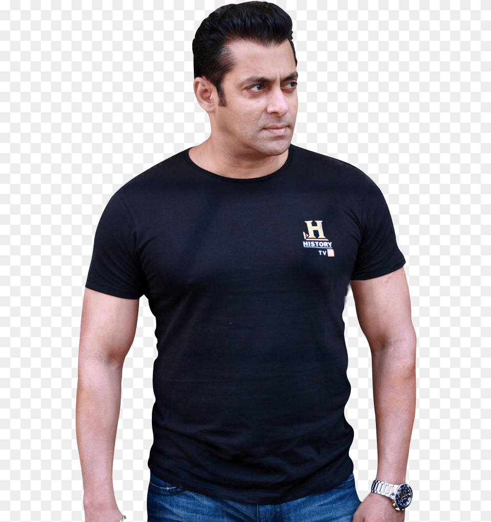 Mahendra Singh Dhoni Transparent Image Salman Khan Black T Shirt, Adult, Person, Man, Male Free Png Download