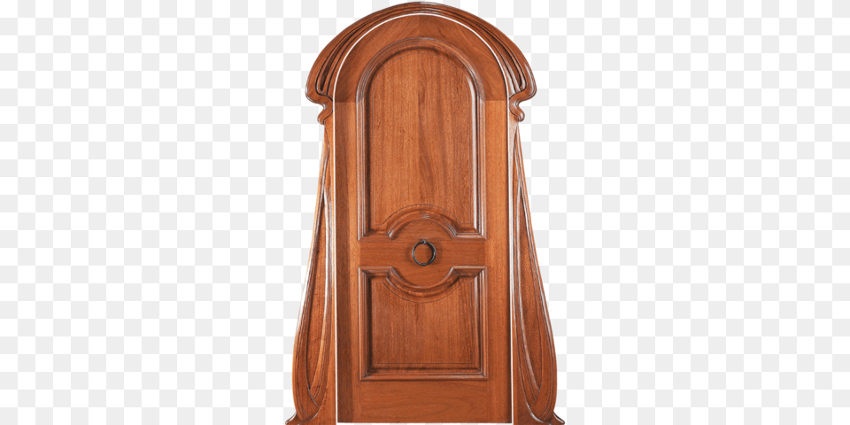 Mahogany Single Exterior Wood Door Casing 1 With P84 Carved Doors, Mailbox Free Png Download