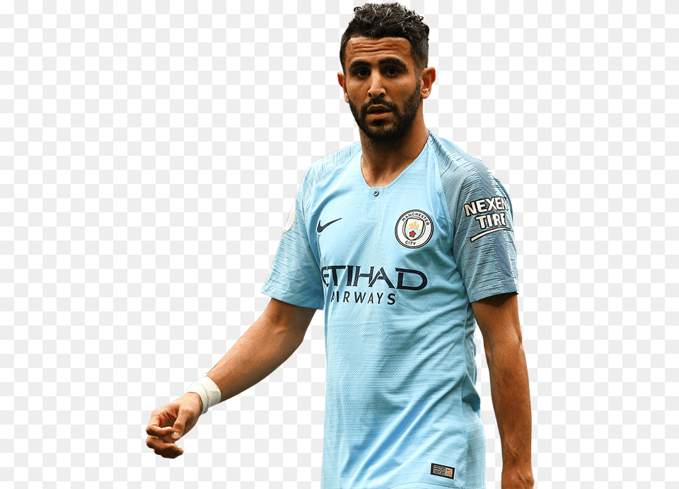 Mahrez Riyad Mahrez Man City, T-shirt, Shirt, Clothing, Person Free Transparent Png