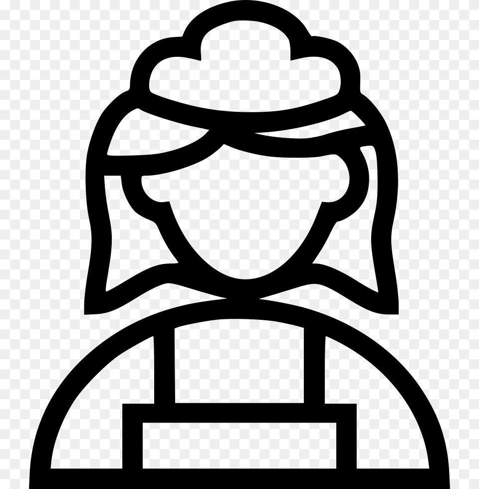 Maid Icon Hostess Line, Stencil, Clothing, Hat, Bag Free Png