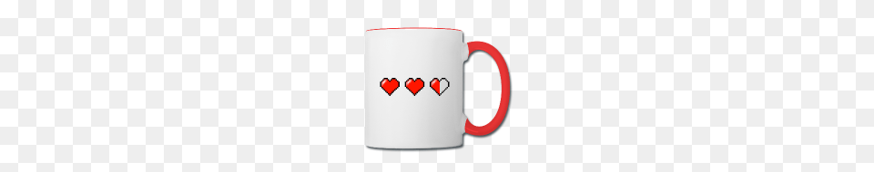 Maiden Of Warfare Apparel Pixel Hearts Mug, Cup, Beverage, Coffee, Coffee Cup Free Transparent Png