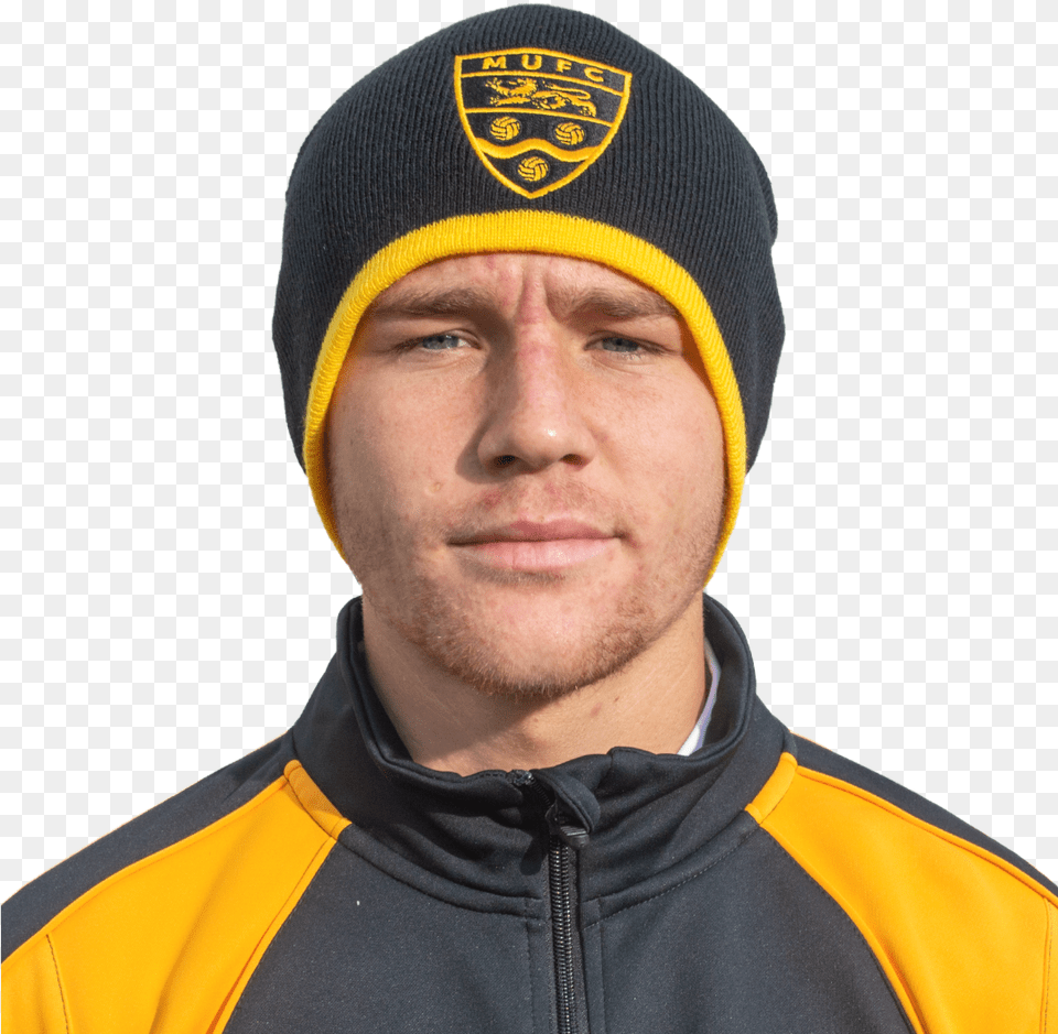 Maidstone United Fc Beanie Hat Beanie, Adult, Man, Male, Person Free Png Download
