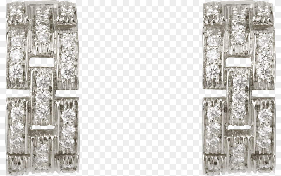 Maillon Panthre Earrings 3 Diamond Paved Rowswhite Cartier Maillon Panthere Earrings, Accessories, Gemstone, Jewelry, Silver Free Transparent Png