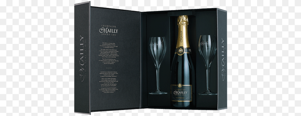 Mailly Brut Reserve Gift With 2 Glasses Champagne, Alcohol, Wine, Liquor, Wine Bottle Free Png