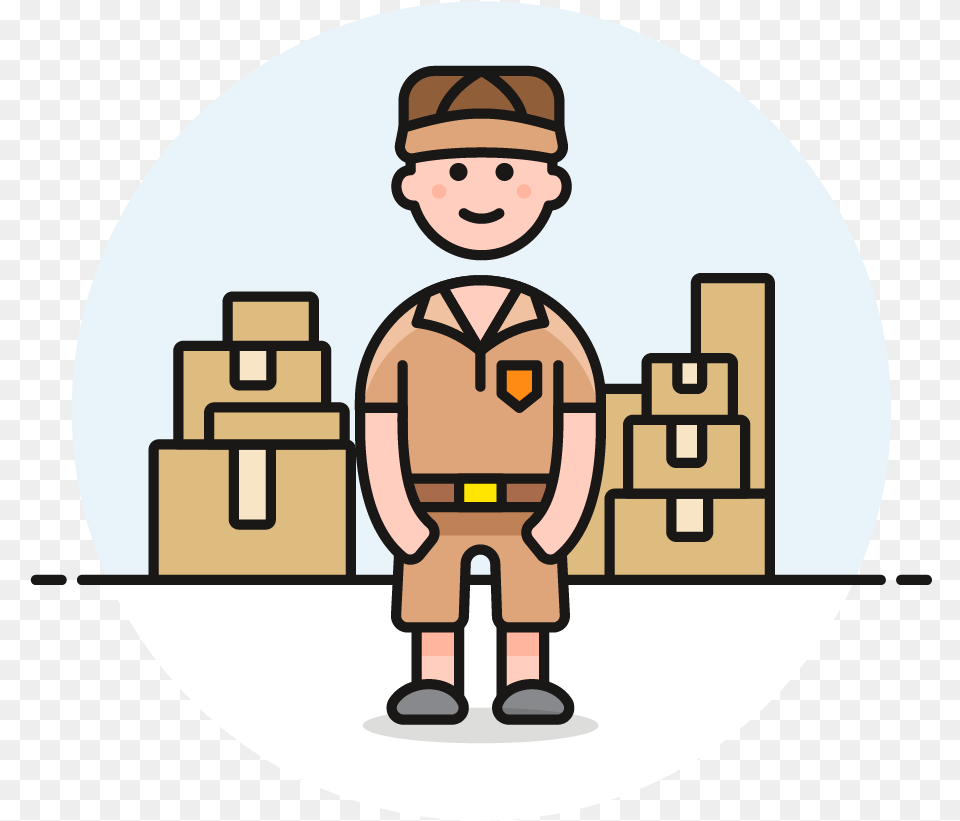 Mailman Package Male Caucasian Delivery Challan Icon, Box, Cardboard, Carton, Face Free Transparent Png