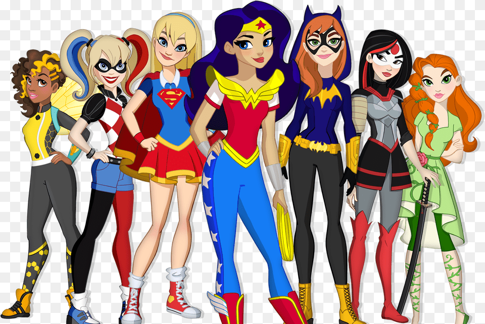 Main Characters From Left To Right Dc Super Hero Girls Characters, Book, Publication, Comics, Adult Free Png Download