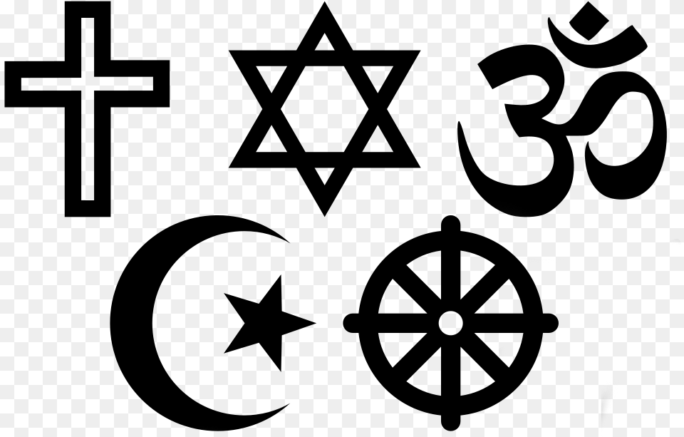 Main Religion Symbols, Gray Free Transparent Png