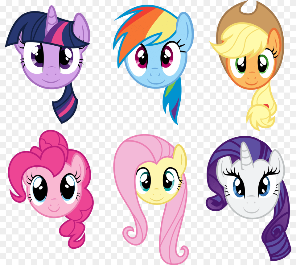 Main Six Faces My Little Pony In Pony Little, Comics, Publication, Book, Baby Png