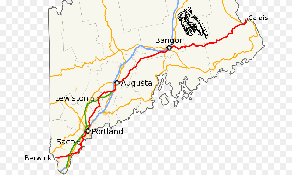 Maine Highways Map, Chart, Plot, Atlas, Diagram Png