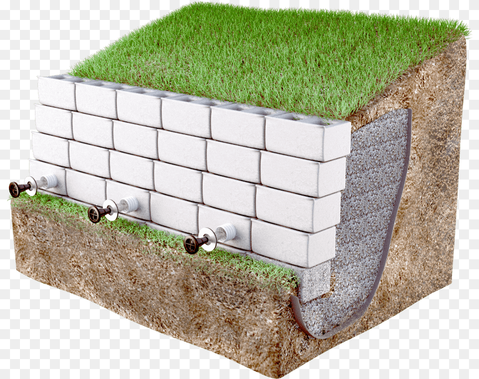Maintainable Weep Hole Filter In Mse Retaining Walls Retaining Wing Wall, Brick, Grass, Plant, Machine Png