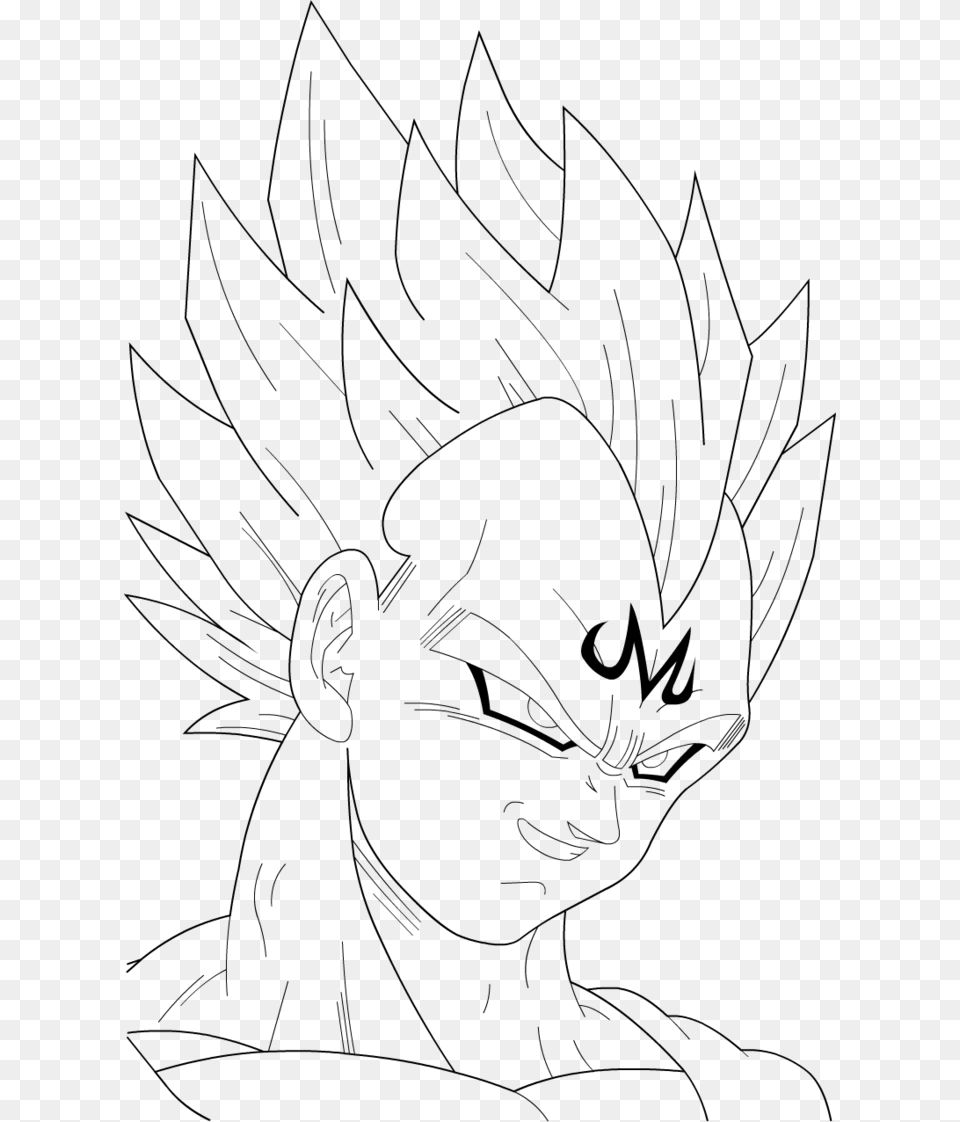 Majin Buu Coloring Pages Majin Vegeta Drawing Easy, Gray Free Png