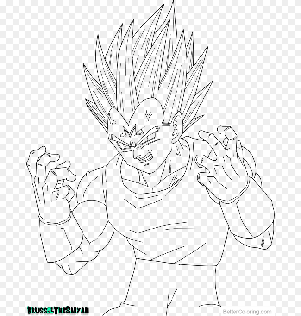 Majin Vegeta Coloring Pages Lineart By Brusselthesaiyan Majin Vegeta Coloring Pages Free Png