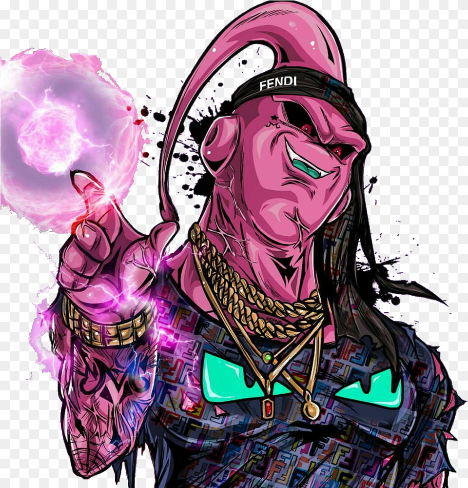 Majinboo Boo Majinbuu Buu Thuglife Dragonball Kid Buu Trap, Purple, Art, Graphics, Woman Free Transparent Png