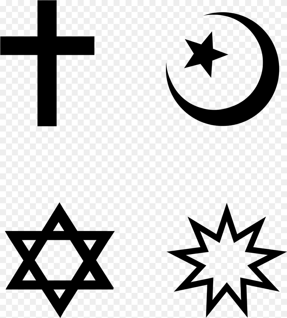 Major Religions Symbols, Gray Png