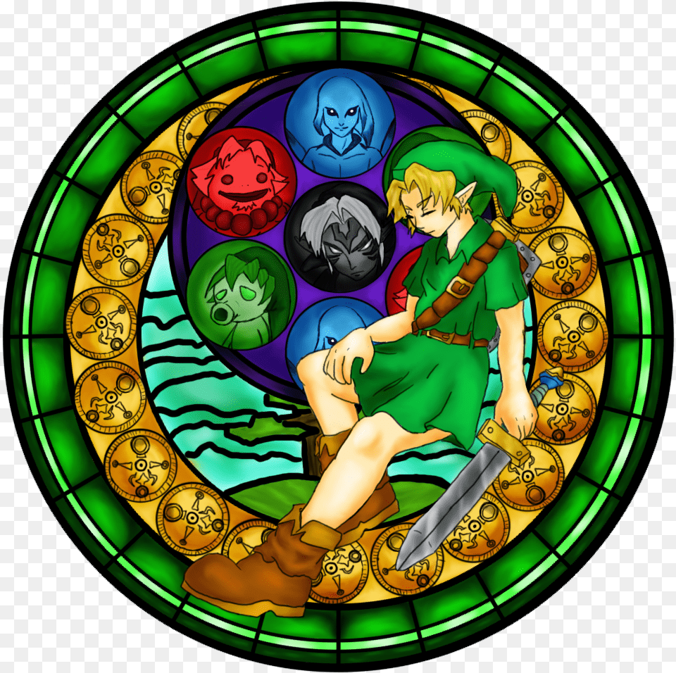 Majora S Mask Window Majora39s Mask Clock Tower Hd, Art, Baby, Person, Stained Glass Png