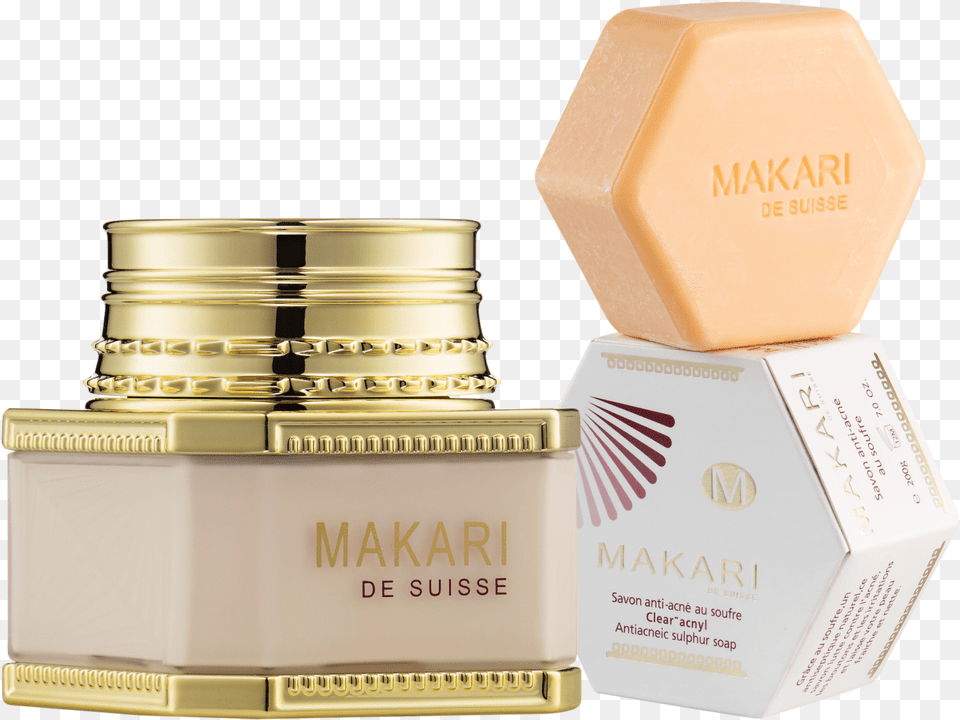 Makari Clear Acnyl Cream And Sulphur Soap Makari Cream For Pimples, Bottle, Cosmetics, Face, Head Free Png