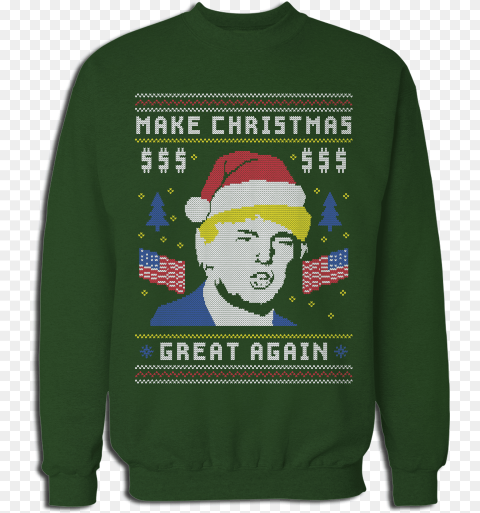 Make Christmas Great Again Ugly Xmas Sweater Ugly Christmas Sweater Trump, Sweatshirt, Knitwear, Clothing, Hoodie Free Png Download