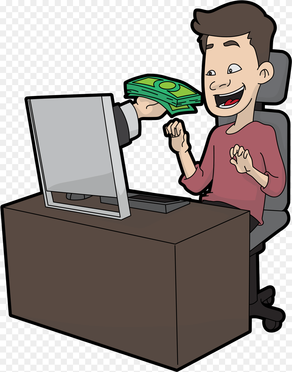 Make Money Playing Video Games It Is Not Just A Pipe Dream Guy On Computer Cartoon, Pc, Electronics, Baby, Person Free Png Download