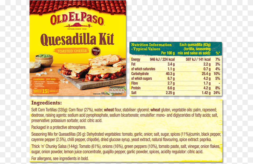 Make Perfect Quesadillas The Easy Way With This Quesadilla Quesadillas Old El Paso, Advertisement, Menu, Poster, Text Free Png Download